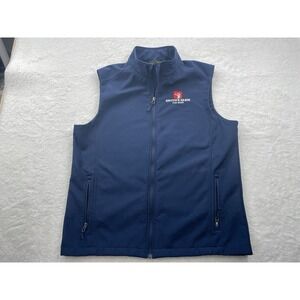 Crossland Mens Navy Blue Softshell Fleece Lined Full Zip Vest Smiths Farm Large
